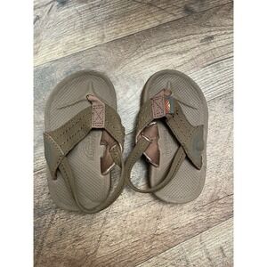 Rainbow Cape SINGLE Layer Nubuck Brown Back Strap Toddler 3-4 Rubber Flip Flop